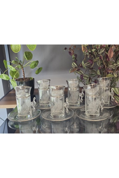 FERMATO 18-Piece Handcrafted Tea Set with Real Platinum Decoration and Handles