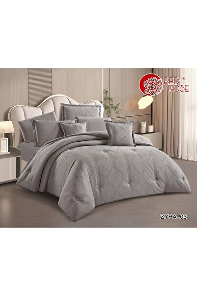Red Rose ZYRA Summer Bedspread Set (Double Size, 8 Pieces)