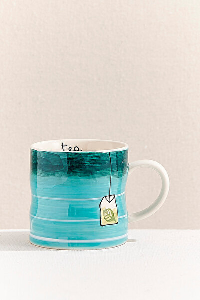 Paşabahçe Tea Break Seramik Kupa Mavi Beyaz