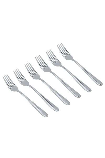 undefined Plain stainless steel fork set, 6 pieces