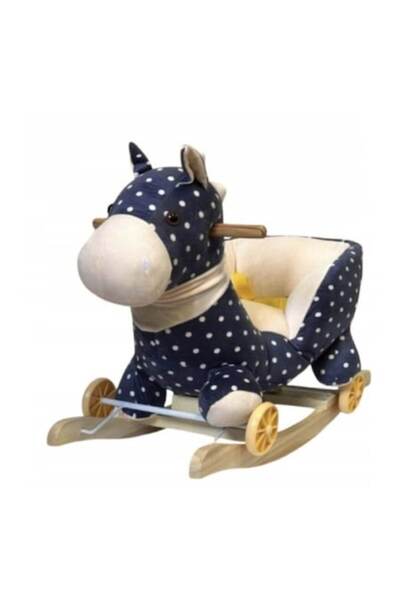 MASHASHOP Magic Rocking Horse Plush, 2 in 1 with Wheels, Blue, 1 Year+