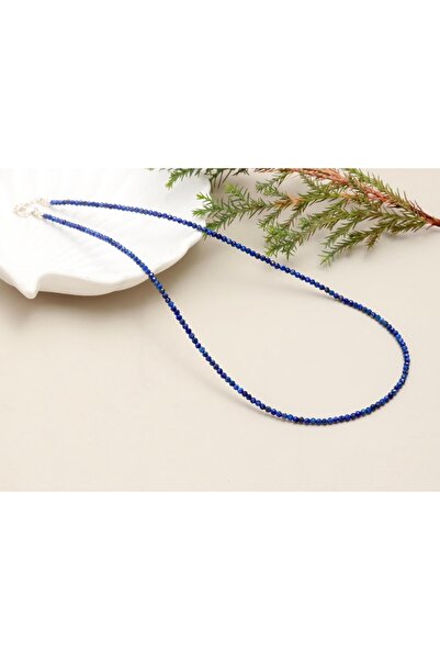 Taşmir Lapis Lazuli 3 mm Faceted Cut Thin Strand Necklace