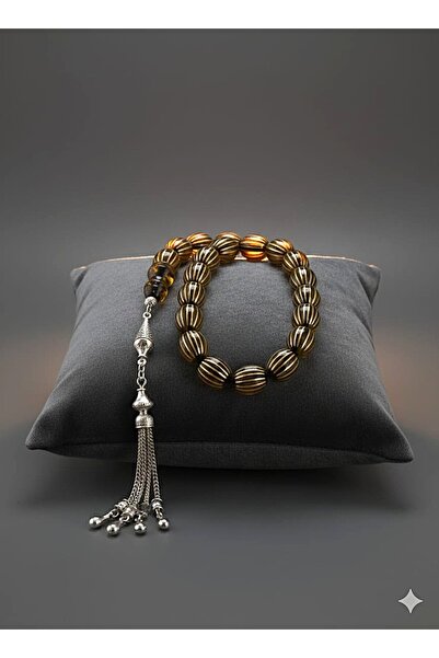 kral hediyelik EFE MODEL GÜMÜŞ İŞLEMELİ ATEŞ KEHRIBAR TESBIH GUMUŞ PÜSKÜLLÜ K...