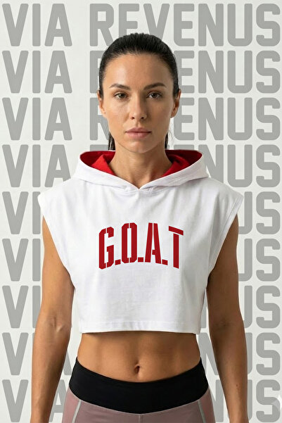 Vordevia Goat Printed Zero Sleeve Hooded Sportswear Women's Crop