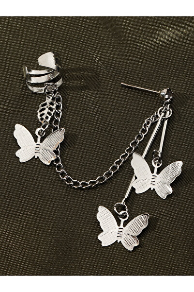 Take Two By Styli سوار أذن على شكل سلسلة فراشة وأقراط مرصعة