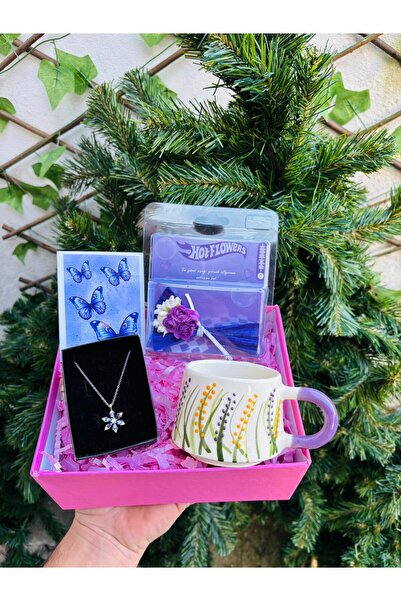 MARMORİ Mor Düşler Hediye Kutusu çelik mor lotus kolye hotflwers çiçek kişiye...