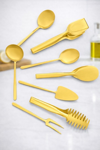 8 Parça Gold Paslanmaz Çelik Servis Seti