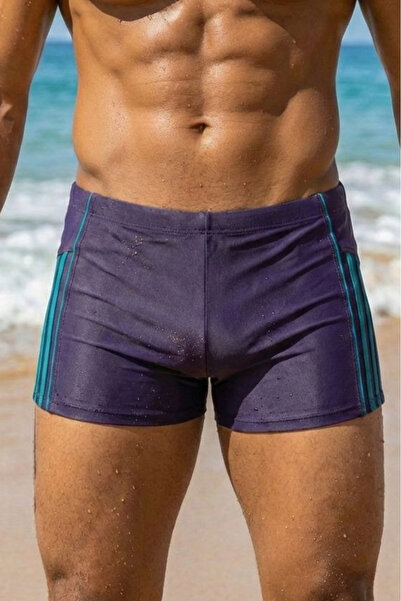 embody Boxer de baie pentru bărbați, cu închidere cu șnur, bleumarin/verde q326