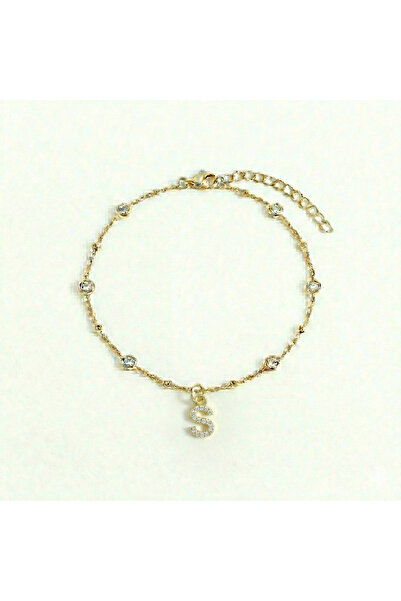 Queen Silver Jewelry 925 ayar gümüş. beyaz zirkon taşlı, toplu zincirli, harf...
