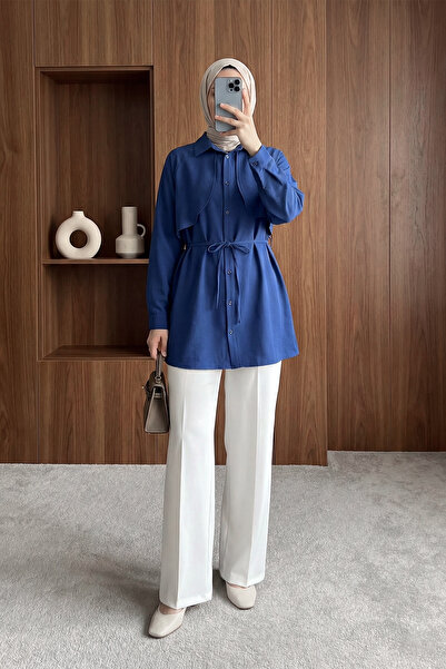 MODAQU Bolero Detailed .Poplin Navy Blue Tunic