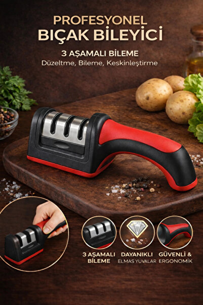 Tilbe Home Profesyonel Bıçak Bileyici 3 Aşamalı Elmas Seramik Tungsten Çelik ...