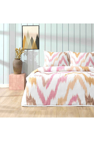 Taç Printed Avenya Queen Size Pique Set Pink