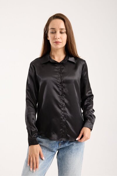 Modazeyosh Women's Lightweight Satin Shirt