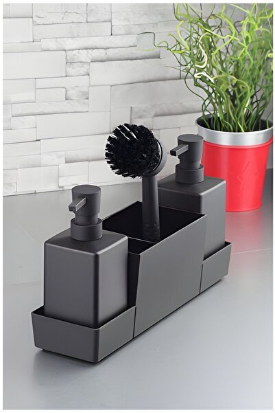 FeyzaDesign Şık Akrilik Sıvı Sabunluk Seti, Lavabo ve Mutfak İçin Modern Tasarım