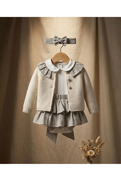 Nipperland Yün Hırkalı 3'lü Kız Bebek Takım