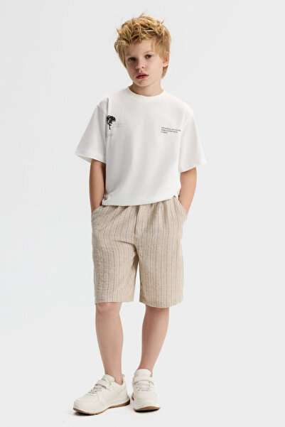 NK Boy's Happy Back Print Tshirt 8-14 Years Old Ecru