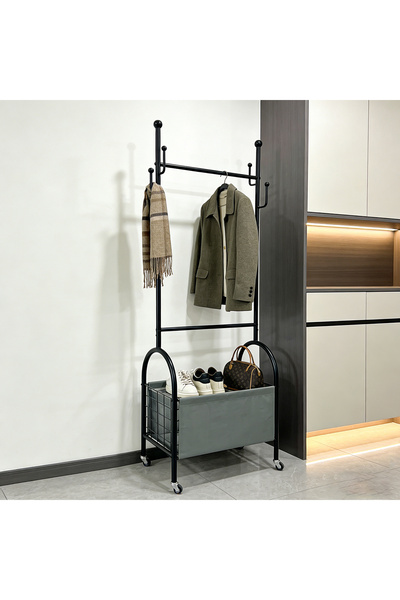 Bleco Modern mobile wardrobe storage hanger with single-layer fabric shelf