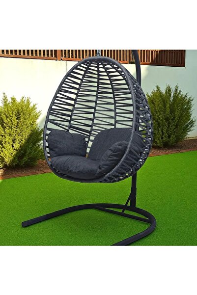 PAZAR VİTRİN Armut salıncak Tek Kişilik Makrome İp Salıncak Yağmura Dayanıklı