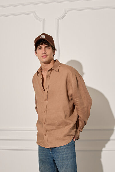 Beyyoglu %100 Keten Basic Gömlek