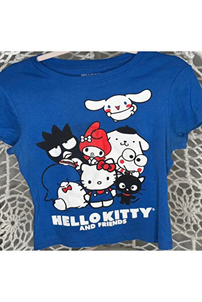 Violon Navy Blue Kitty Friends Crop Baby Tea