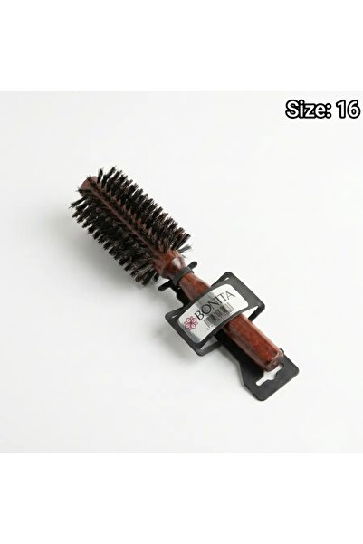 bunita Heat Resistant Natural Wood Blow Dry Brush - No: 16 (for Bangs and Med...