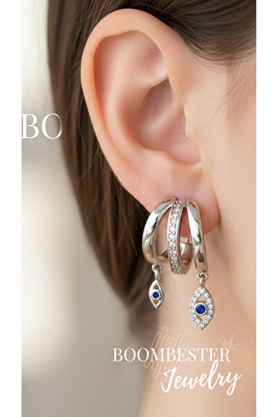BoomBester Celeste Eye Stone Dangle Earrings – Evil Eye Detail, Zircon Inlay