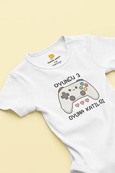 LilJoy 100% Organic Player 3 Printed Gamer Baby Short Sleeve Snap Fastener Ba...