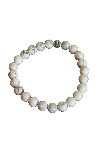 taru pasaj Howlite Natural Stone Bracelet – White Marble Patterned Natural St...