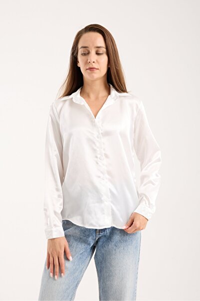 Modazeyosh Women's Lightweight Satin Shirt