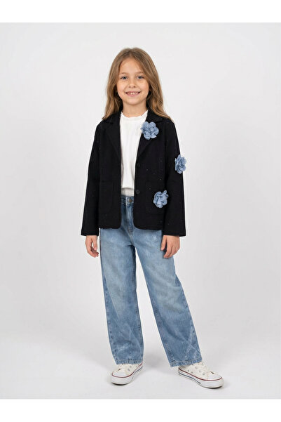 JENA Girl's Diagonal Jacket 7-14 Years Black