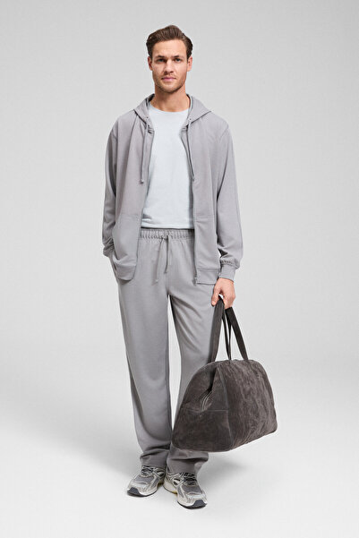 GRIMELANGE Gage Men's Hooded Metal Bird Eye Detailed Zippered Drawstring Pock...