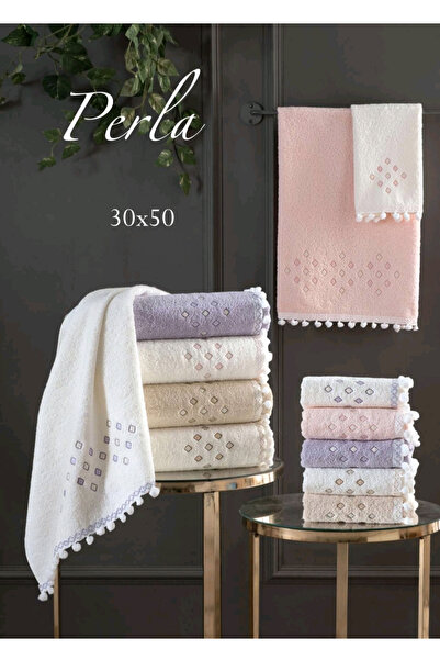 Arliva Home Bukle Embroidered Pompom Perla 4-Pack 30X50 cm Kitchen Towels