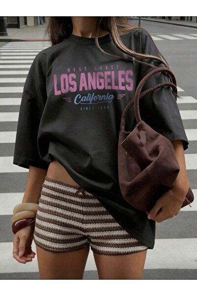 DEZZİİ Smoked Los Angeles Printed Oversize T-Shirt