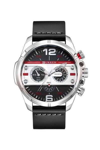 Curren ساعة يد رجالية جلد تناظرية