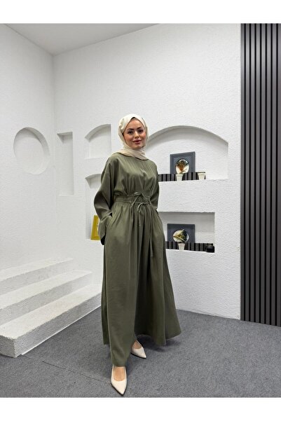 Warga Pleated Waist Modal Modest Dress