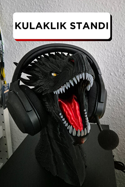 Genç 3D Ejderha Tasarımlı Kulaklık Standı Dragon Headphone Holder Oyuncu Masa...