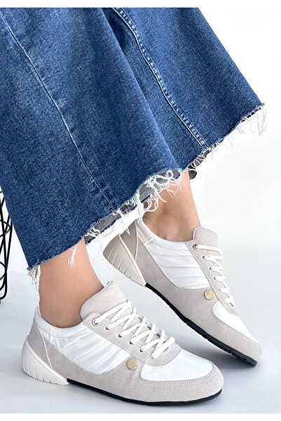 hibiscus Jawen Gray Nubuck White Detailed Sports Shoes