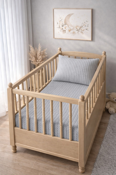 YUSRAMODA Knitted Pique Coverlet and Pillowcase for Park Bed (60X110Cm) (70X1...