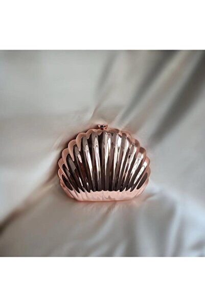 gül sezgin butik Women's Oyster Model Shiny Evening Dress Bag - Gold