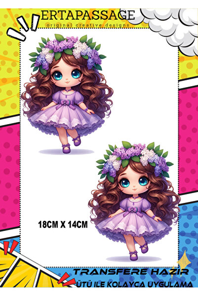 ErTaPassage Sevimli Kız2 Desenli Ütü ile Yapışan Transfer Baskı, Tişört, Çant...