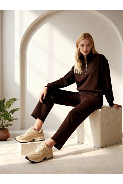 LAPS Alya Women's Half-Zip Comfortable Loose Fit Tracksuit Set