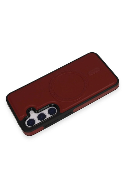 isiltikidsmoda Newface Samsung Galaxy S24 Case Ozzi Magsafe Leather Cover - Red