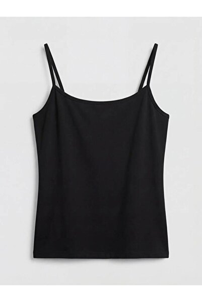 LC Waikiki Black U-Neck Women's Tank Top with Rope Straps (S6)