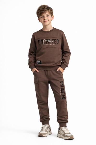 BAGLAN Σετ φούτερ και παντελόνι για αγόρια με στάμπα μπροστά BGL-ST05247