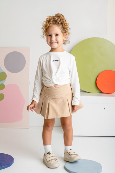 Zeyland Hanorac pentru fete cu broderie în față, cu șnur, 3-12 ani, alb