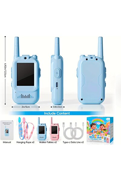genric Kids Video Walkie Talkie Toy (2-Pack) - 2.4G WiFi Rechargeable Handheld Intercom with 2-Inch Screen