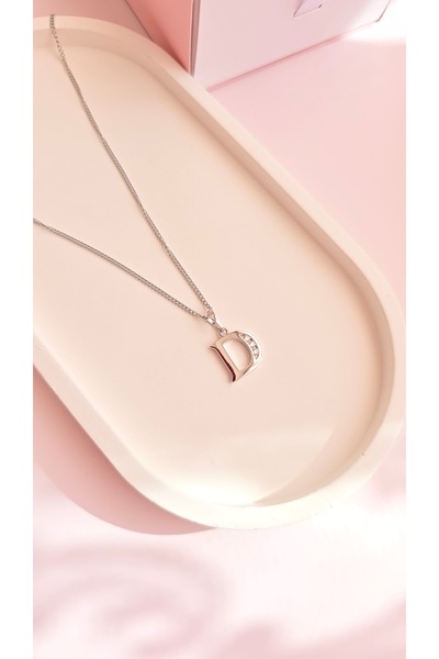 MİLUNXTE Xuping Necklace Women's Silver Color D Letter Steel Necklace with Sh...