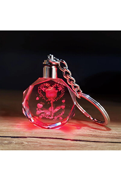 Store I Love You Gül Tasarım Renk Değiştiren Anahtarlık