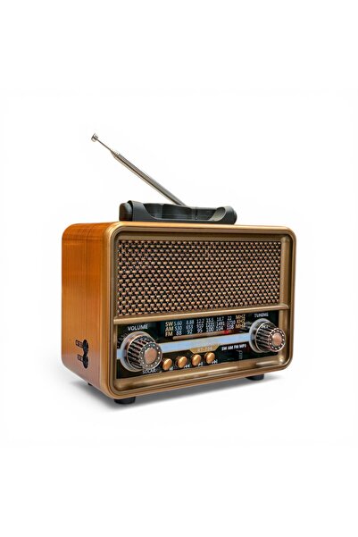 ROYALTREND Nostaljik Ahşap Görünüm Eskitme Radyo,Güneş Panelli Nostalji Radyo