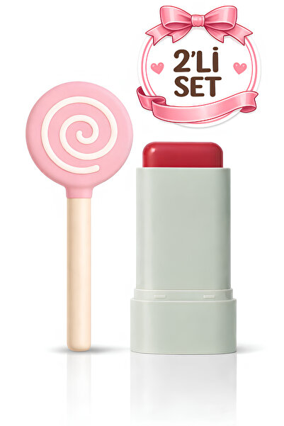 Kozmetik KORE MAKYAJ Dudak Tint Lolipop Ruj ve Krem Stick Allık 2’si 1 Arada ...